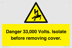 WE12404: Danger 33,000 Volts. Isolate before removing cover.