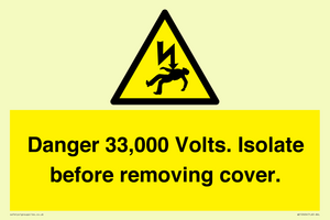 WE12404: Danger 33,000 Volts. Isolate before removing cover.