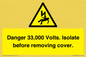 WE12404: Danger 33,000 Volts. Isolate before removing cover.