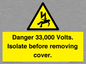 WE12404: Danger 33,000 Volts. Isolate before removing cover.