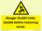 WE12404: Danger 33,000 Volts. Isolate before removing cover.