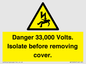WE12404: Danger 33,000 Volts. Isolate before removing cover.