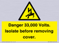 WE12404: Danger 33,000 Volts. Isolate before removing cover.