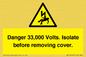 WE12404: Danger 33,000 Volts. Isolate before removing cover.