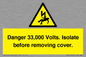 WE12404: Danger 33,000 Volts. Isolate before removing cover.