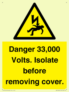 WE12404: Danger 33,000 Volts. Isolate before removing cover.