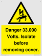WE12404: Danger 33,000 Volts. Isolate before removing cover.