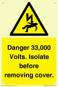 WE12404: Danger 33,000 Volts. Isolate before removing cover.