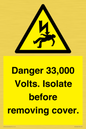 WE12404: Danger 33,000 Volts. Isolate before removing cover.