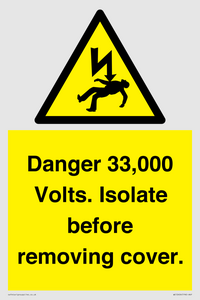 WE12404: Danger 33,000 Volts. Isolate before removing cover.