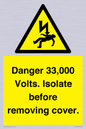 WE12404: Danger 33,000 Volts. Isolate before removing cover.