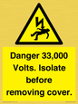 WE12404: Danger 33,000 Volts. Isolate before removing cover.
