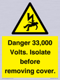 WE12404: Danger 33,000 Volts. Isolate before removing cover.