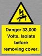 WE12404: Danger 33,000 Volts. Isolate before removing cover.