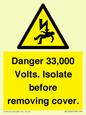 WE12404: Danger 33,000 Volts. Isolate before removing cover.