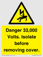 WE12404: Danger 33,000 Volts. Isolate before removing cover.