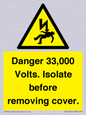 WE12404: Danger 33,000 Volts. Isolate before removing cover.