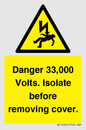 WE12404: Danger 33,000 Volts. Isolate before removing cover.