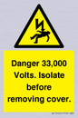 WE12404: Danger 33,000 Volts. Isolate before removing cover.