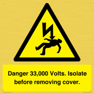 WE12404: Danger 33,000 Volts. Isolate before removing cover.
