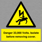 WE12404: Danger 33,000 Volts. Isolate before removing cover.