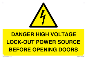 WE12621: DANGER HIGH VOLTAGE LOCK-OUT POWER SOURCE BEFORE OPENING DOORS