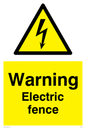 WE5135: Warning Electric Fence Sign
