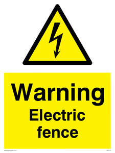 WE5135: Warning Electric Fence Sign