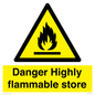WF5362: Danger Highly flammable store sign
