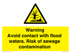 WH10107: Warning Avoid contact with flood waters. Risk of sewage contamination