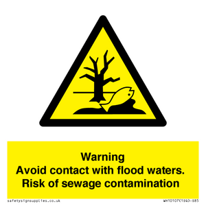 WH10107: Warning Avoid contact with flood waters. Risk of sewage contamination