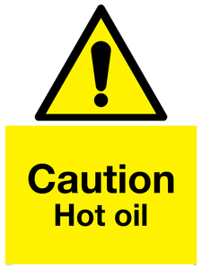 WK5678: Caution Hot oil Warning Sign