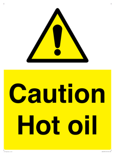 WK5678: Caution Hot oil Warning Sign