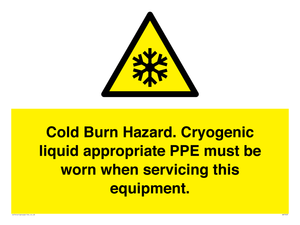 WK7023: Cold Burn Hazard. Cryogenic liquid appropriate PPE must be worn when servicing this equipment.