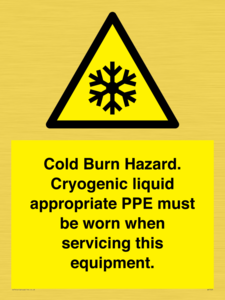 WK7023: Cold Burn Hazard. Cryogenic liquid appropriate PPE must be worn when servicing this equipment.