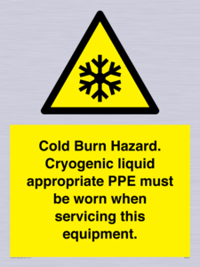 WK7023: Cold Burn Hazard. Cryogenic liquid appropriate PPE must be worn when servicing this equipment.