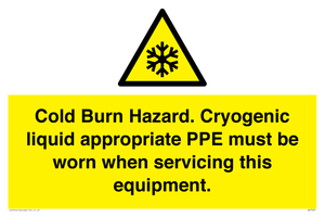 WK7023: Cold Burn Hazard. Cryogenic liquid appropriate PPE must be worn when servicing this equipment.