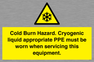 WK7023: Cold Burn Hazard. Cryogenic liquid appropriate PPE must be worn when servicing this equipment.