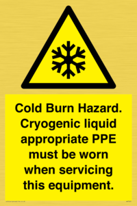WK7023: Cold Burn Hazard. Cryogenic liquid appropriate PPE must be worn when servicing this equipment.