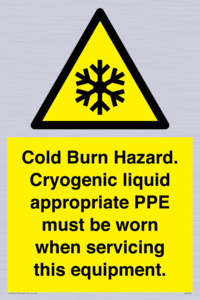 WK7023: Cold Burn Hazard. Cryogenic liquid appropriate PPE must be worn when servicing this equipment.
