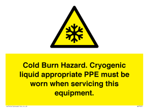 WK7023: Cold Burn Hazard. Cryogenic liquid appropriate PPE must be worn when servicing this equipment.