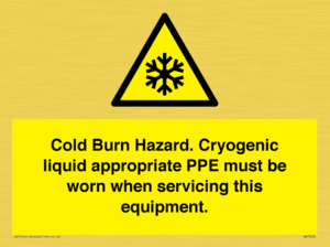 WK7023: Cold Burn Hazard. Cryogenic liquid appropriate PPE must be worn when servicing this equipment.