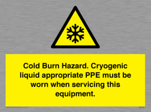 WK7023: Cold Burn Hazard. Cryogenic liquid appropriate PPE must be worn when servicing this equipment.