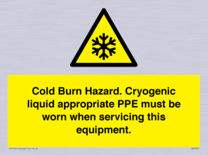 WK7023: Cold Burn Hazard. Cryogenic liquid appropriate PPE must be worn when servicing this equipment.