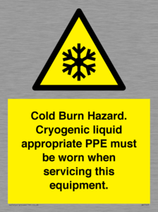WK7023: Cold Burn Hazard. Cryogenic liquid appropriate PPE must be worn when servicing this equipment.