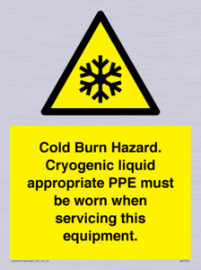 WK7023: Cold Burn Hazard. Cryogenic liquid appropriate PPE must be worn when servicing this equipment.