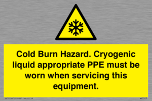 WK7023: Cold Burn Hazard. Cryogenic liquid appropriate PPE must be worn when servicing this equipment.