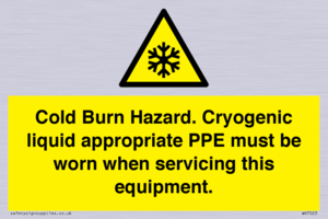 WK7023: Cold Burn Hazard. Cryogenic liquid appropriate PPE must be worn when servicing this equipment.