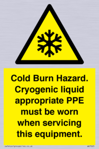 WK7023: Cold Burn Hazard. Cryogenic liquid appropriate PPE must be worn when servicing this equipment.