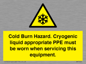 WK7023: Cold Burn Hazard. Cryogenic liquid appropriate PPE must be worn when servicing this equipment.